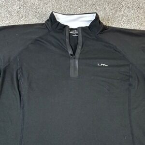 Lauren Ralph Lauren Active Black Short Sleeve Zip Golf Athletic Top -‎ L
